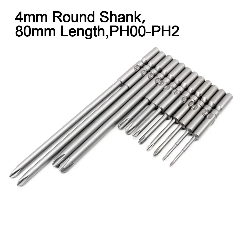 1PC Magnetic Cross Screwdriver Bit 4mm Round Shank PH00/PH0/PH1/PH2 For 800 Electric Screwdriver Cordless Drills 4 Mm