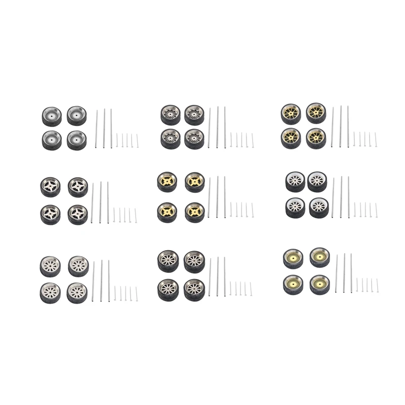 

4 шт., 1/64 литых колес, модель автомобиля из сплава, универсальная Модифицированная шина для 1:64 автомобилей, шина общей модели