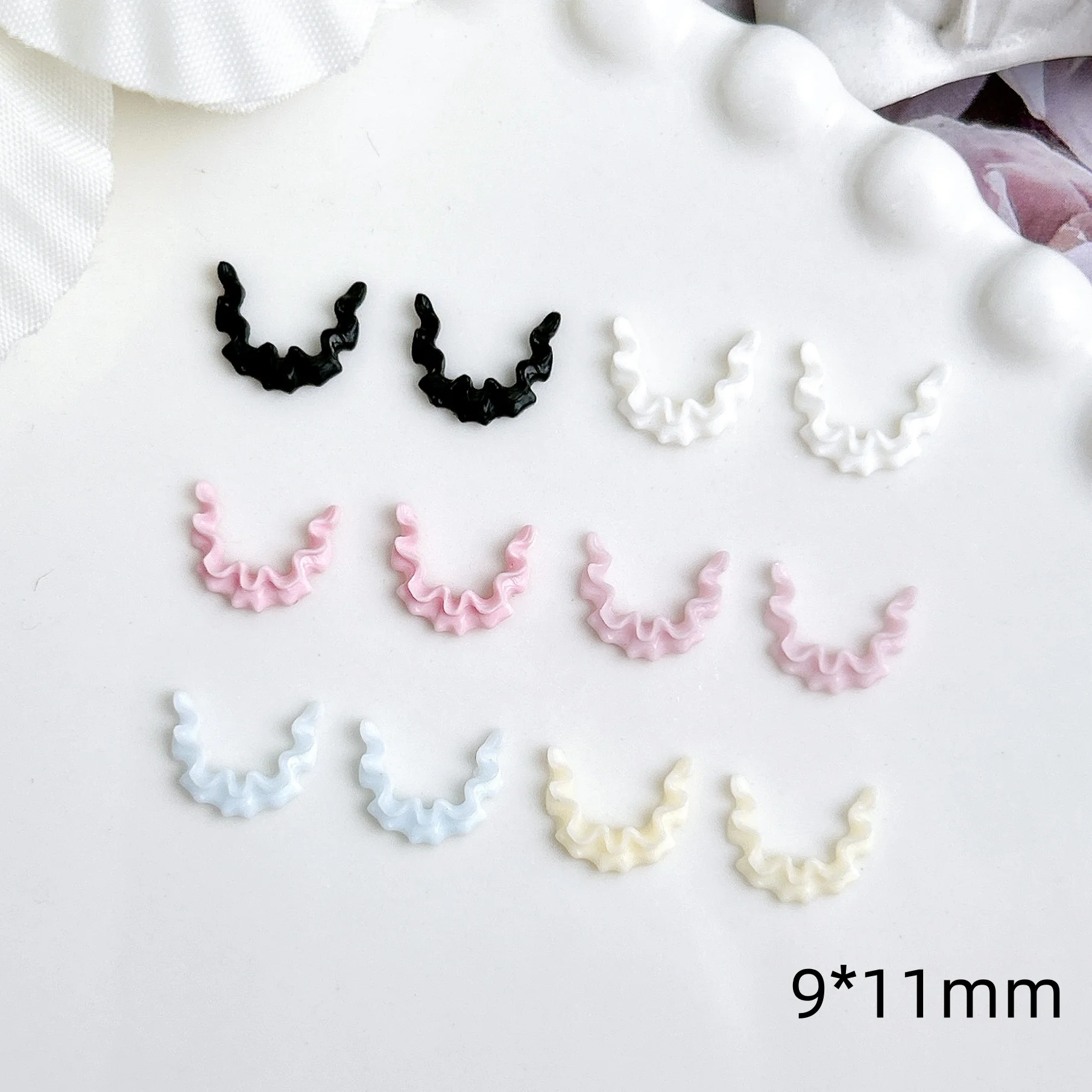 30PCS Solid Color Creative Skirt Lace Nail Charms Soft Sweet Lace Resin Nail Art Decorations DIY Small Fragrant Style Nail Parts