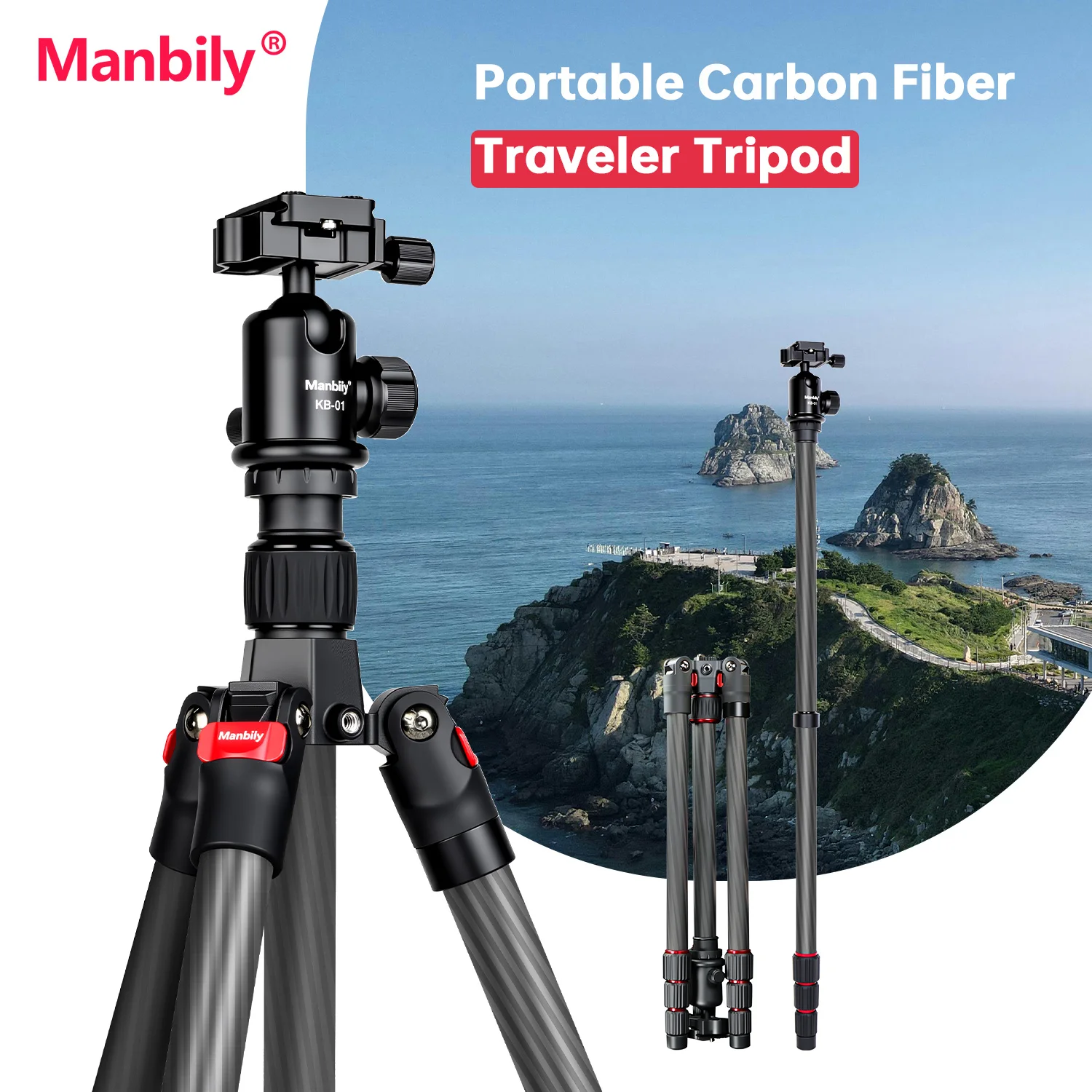 Manbily Trípode de Fotografía Portátil Ligero de 152 cm, 2 en 1, Trípode y Monopié con Rótula, Trípode de Viaje para Cámara DSLR