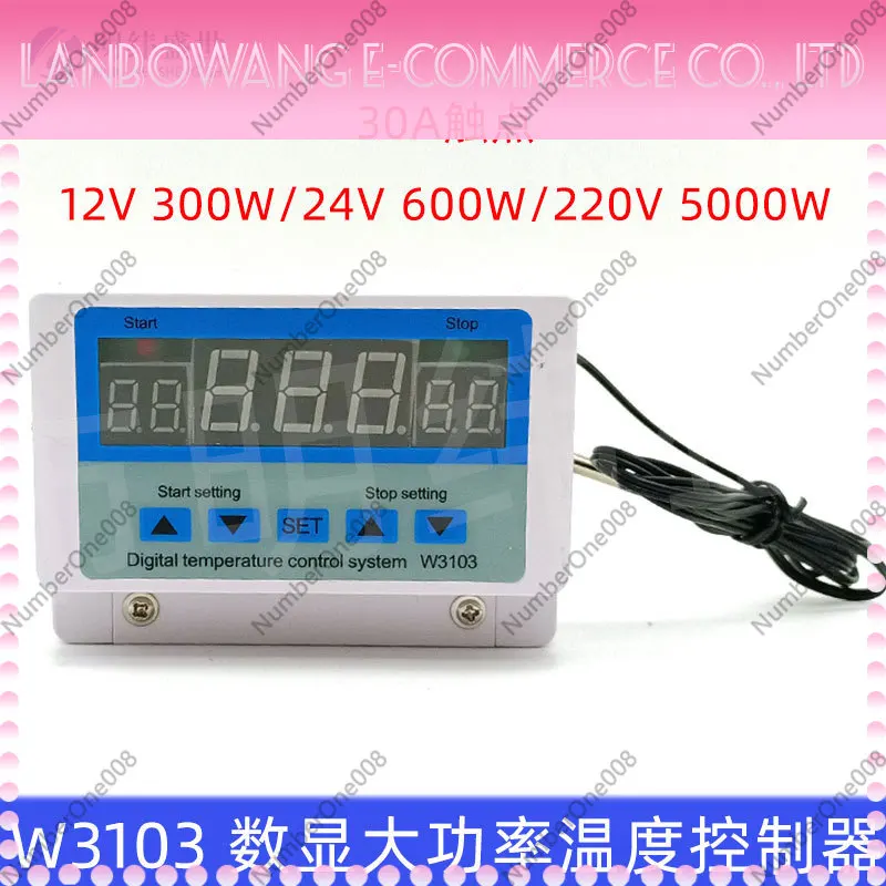 XH-W3103 Digital Temperature Controller, 30A 12V 24V 220V Thermostat with High Power Output for Industrial Incubator
