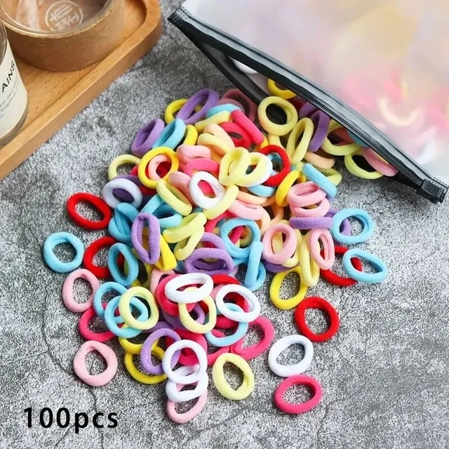 100pcs Girl Hair Bands Small Circle High Elastic Headband Hair Accessories Kids Ponytail Fixed Fashion Headband Headwear