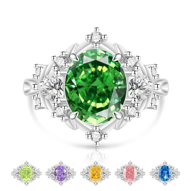 Korean-style beautiful ice flower cut ring - pigeon egg fashion women's party and banquet jewelry