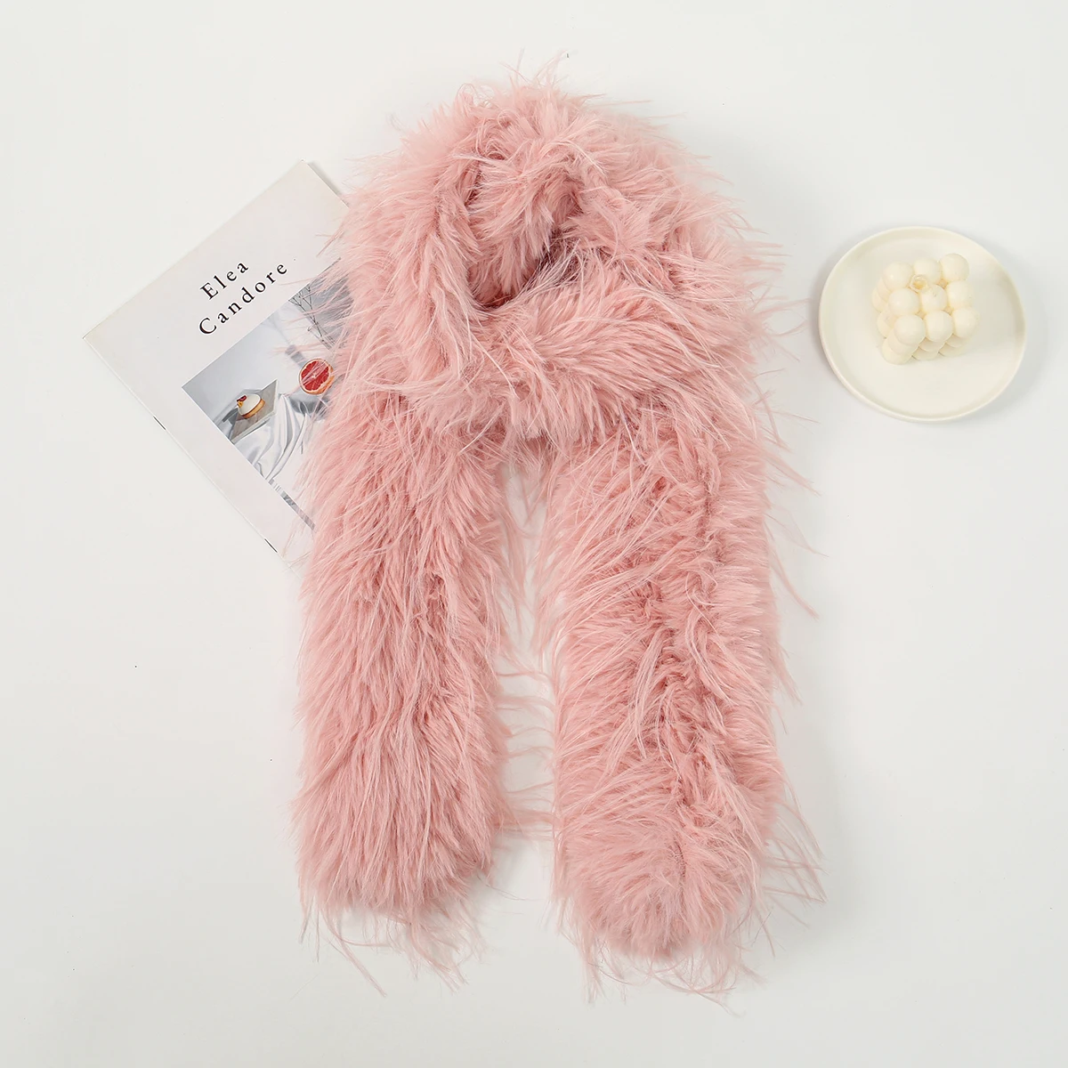 Women Faux Rabbit Fur Long Scarf Lady Winter Warm Solid Color Thick Fluffy Scarf Luxury Coat Parka DIY Soft Fur Collar 170*10cm - view 5