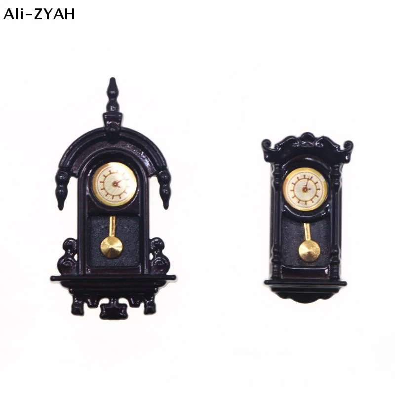 1/12 Dollhouse Vintage Simulation Wall Clock Model Doll Home Clock Living Room Decor Toy Dolls House Micro Scene Accessories