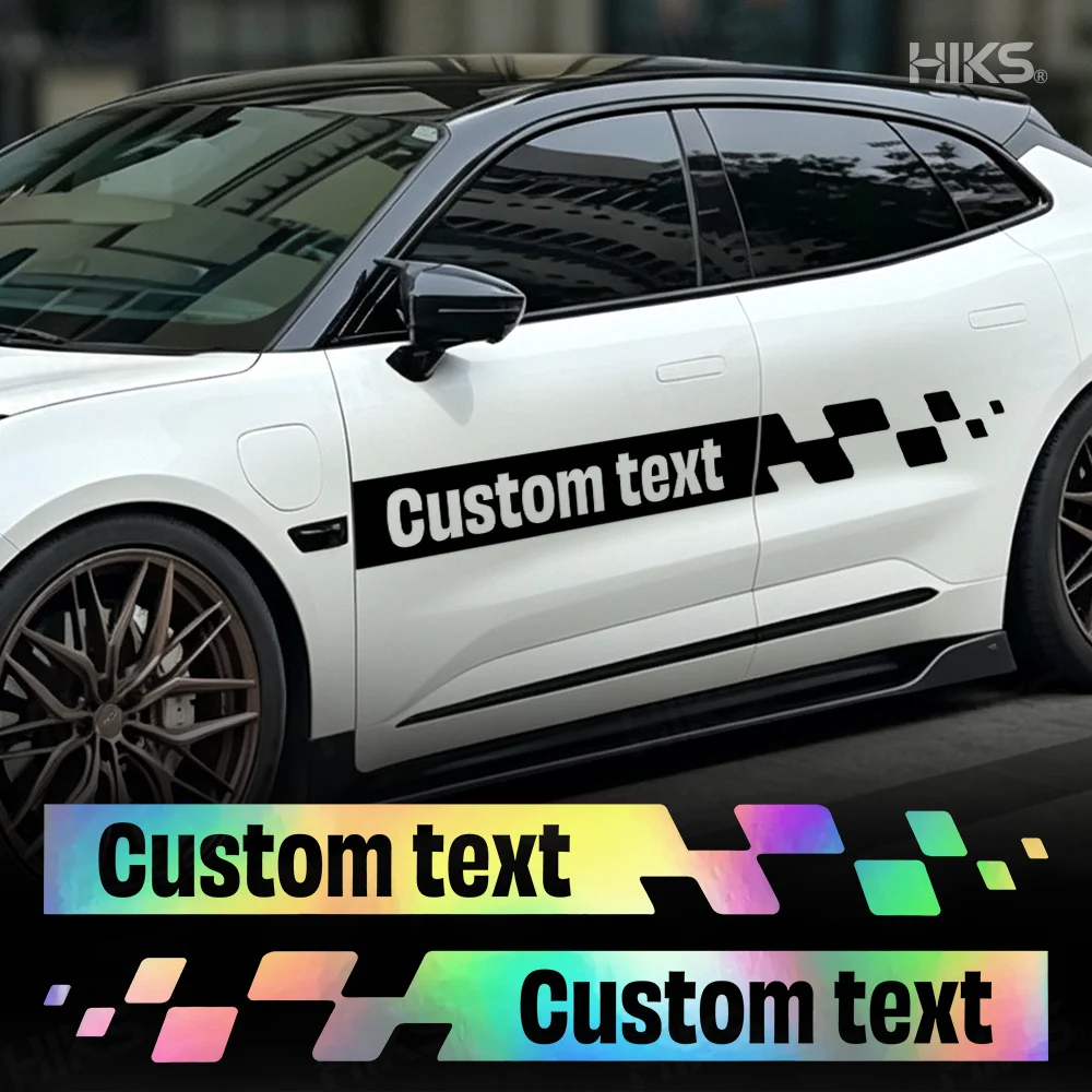 1Pair Custom Car Side Skirt Decals Personalized Text Racing Stripe Vinyl Stickers Auto Body Side Door Decor for Car Tuning