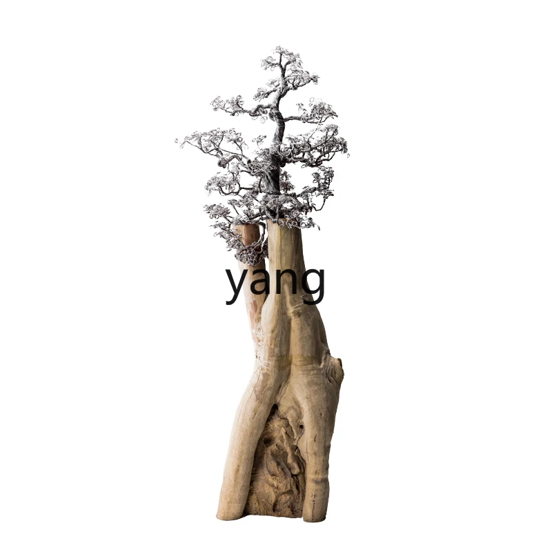 LMM natural weathered wood decorative large ornament hotel lobby entrance dead wood art installation