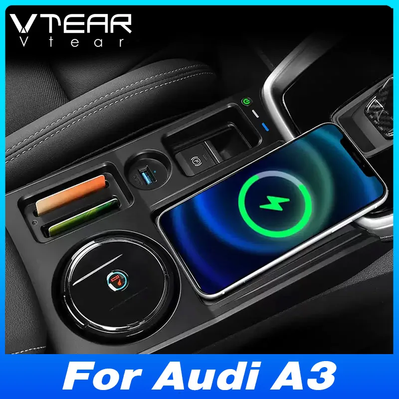 

Для Audi A3 8Y (2021-2024) Беспроводное автомобильное зарядное устройство - адаптер панели мобильного телефона с быстрой зарядкой | Аксессуар для модификации интерьера