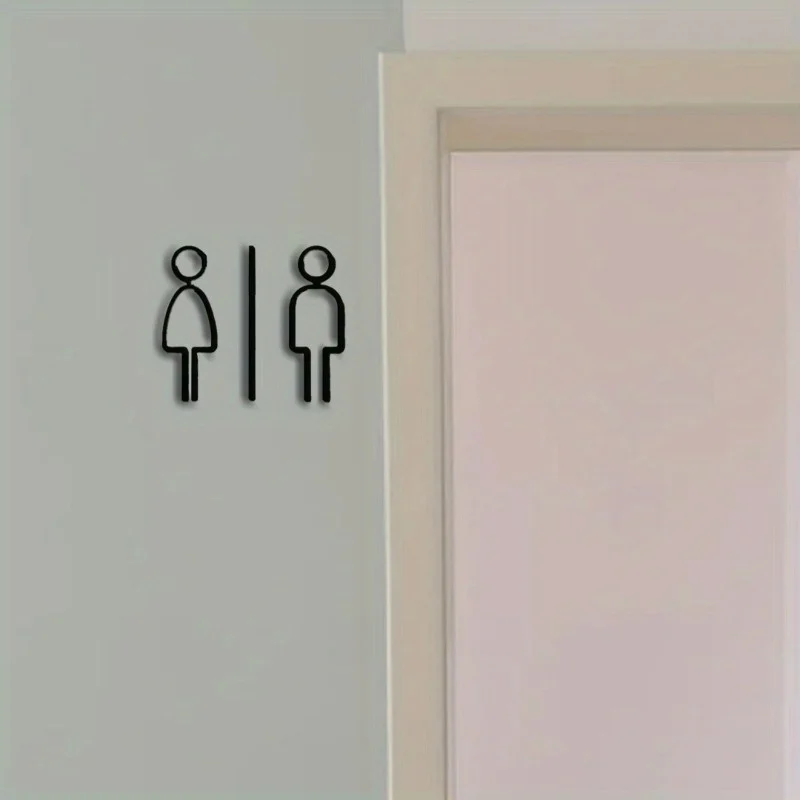 Acrylic Toilet Sign 2D Minimalist Design, Acrylic Restroom Wall Decor for Home Restaurant Hotel Door, Gender Neutral Indicator M