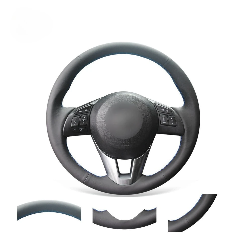 

DIY Hand-Sewn Anti Slip Breathable PU Leather Steering Wheel Cover Wrap for Mazda 2 3 6 CX-5 CX-3 Scion Car Interior Accessories