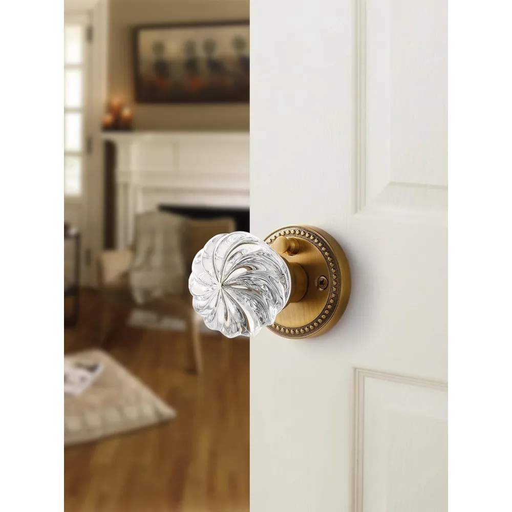 مقابض أبواب زجاجية كريستالية نحاسية عتيقة للخصوصية الداخلية - ملحقات أجهزة باب الحمام في غرفة النوم #3