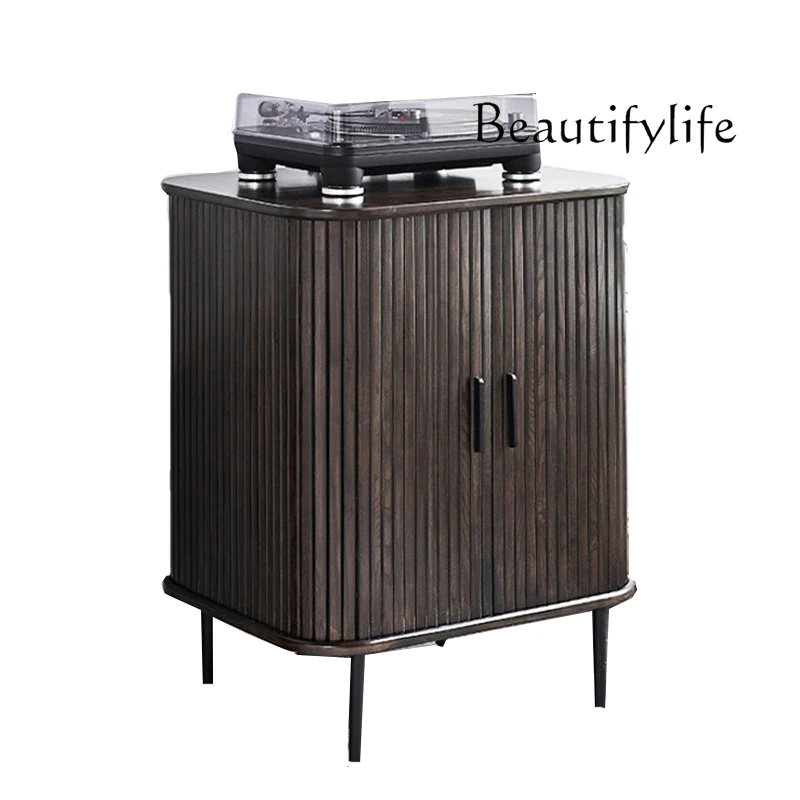 

Nordic Antique Style Solid Wood Entrance Cabinet Modern Minimalist Locker Living Room Rolling Door Curio Cabinet