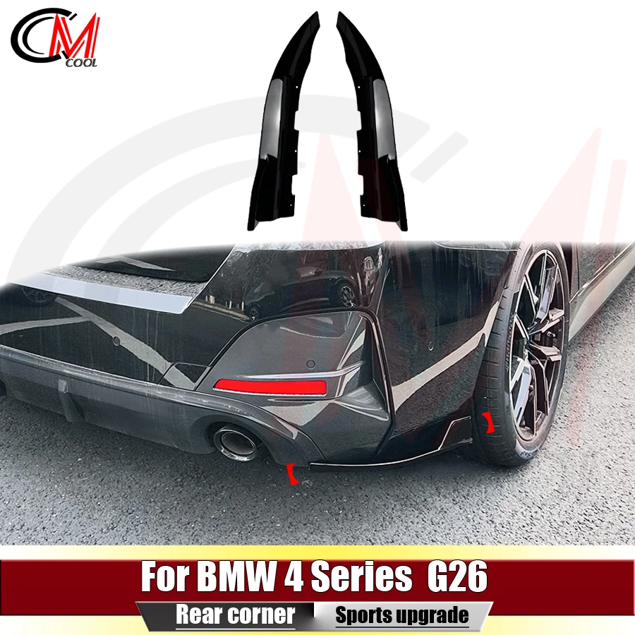 For BMW 4 Series G26 M Sport Rear Bumper with Black Air Intake Blades and Plastic Wind Blades For Aerodynamic Upgrades.