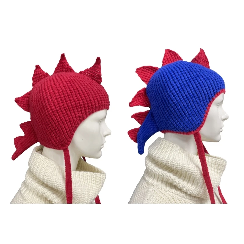 

Knit Dinosaur Hat Dinosaur Earflap Hat Dinosaur Beanie Funny Hat Knight Hat Dropship