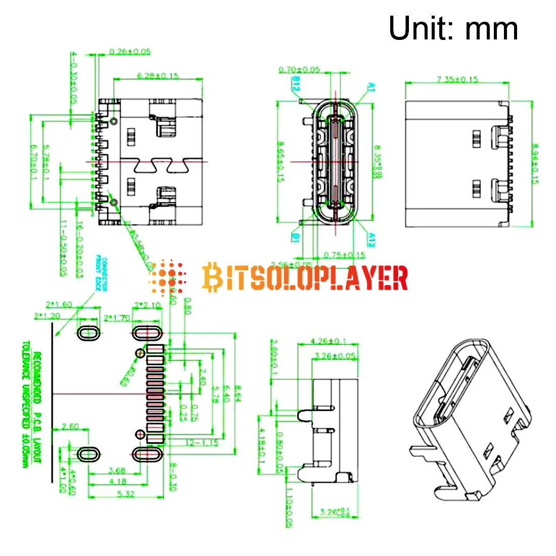 Bitaxe 16-Pin Typ-C Buchse USB-Ladeanschluss für Bitaxe Gamma Supra Ultra Open Source Miners