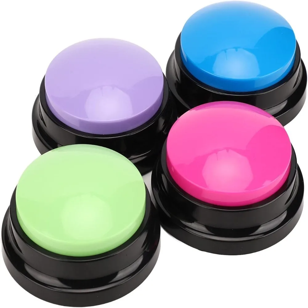 4pcs Clear Recording Record Talking Buttons Easy Setup ABS Pet Communication Buttons Bright Color Durable Recordable Buttons