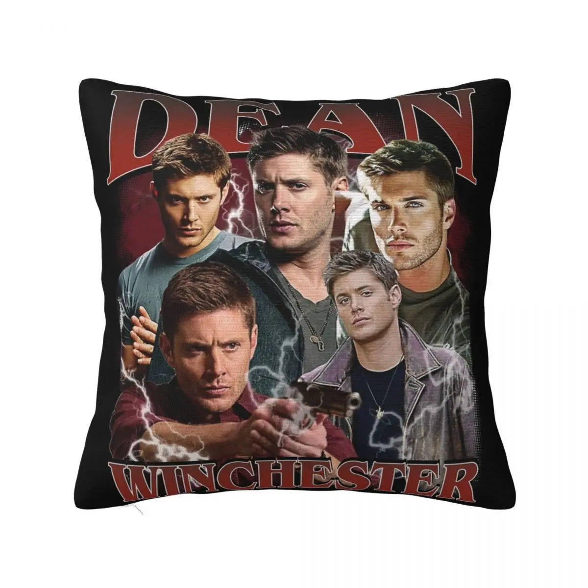 Dean Winchester Supernatural Retro 90s Pillowcase Printed Cushion Cover Decor Throw Pillow Case Cover Home Zippered 40*40cm