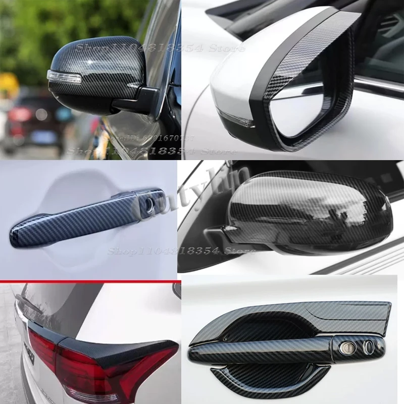 For Mitsubishi Outlander 3 2016-2021 ABS Carbon Fiber door handle bowl Rear View Rearview Side Mirror Taillight eyebrow Cover