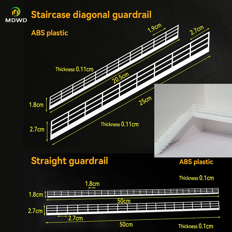 5-teiliges Bausatz für Modellarchitektur, Miniatur-Baumaterial, Stufenzaun, Leitplanke