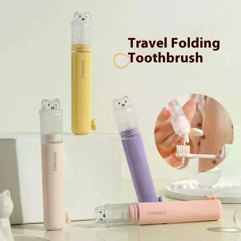 2 In1 Portable Mini Travel Toothbrush Toothpaste Set Adult Outgoing Camp Business Toothbrush Carry-on Deep Cleaning Oral Care