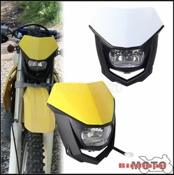 For Suzuki RMZ RM RM-Z DR-Z DR 85 125 250 400 450 Dual Sport Supermoto Yellow Headlight Offroad Front Lights Lamp Mask Fairing