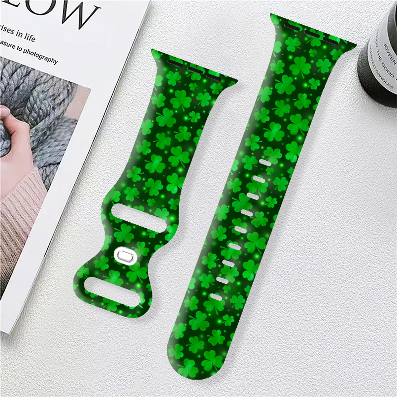 St. Patrick's Printed Strap for Apple Watch 9 8 7 SE Silicone Band Replaceable Bracelet for iWatch 45mm 44mm 42mm 41mm Watchband