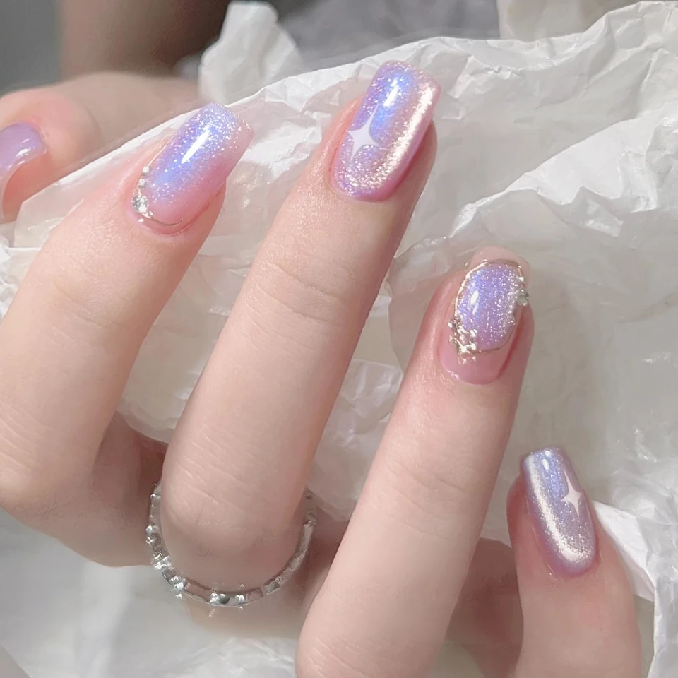Esmalte en gel efecto ojo de gato púrpura aurora 10ml, magnético, brillo invernal, secado UV/LED, arte de uñas otoño 2