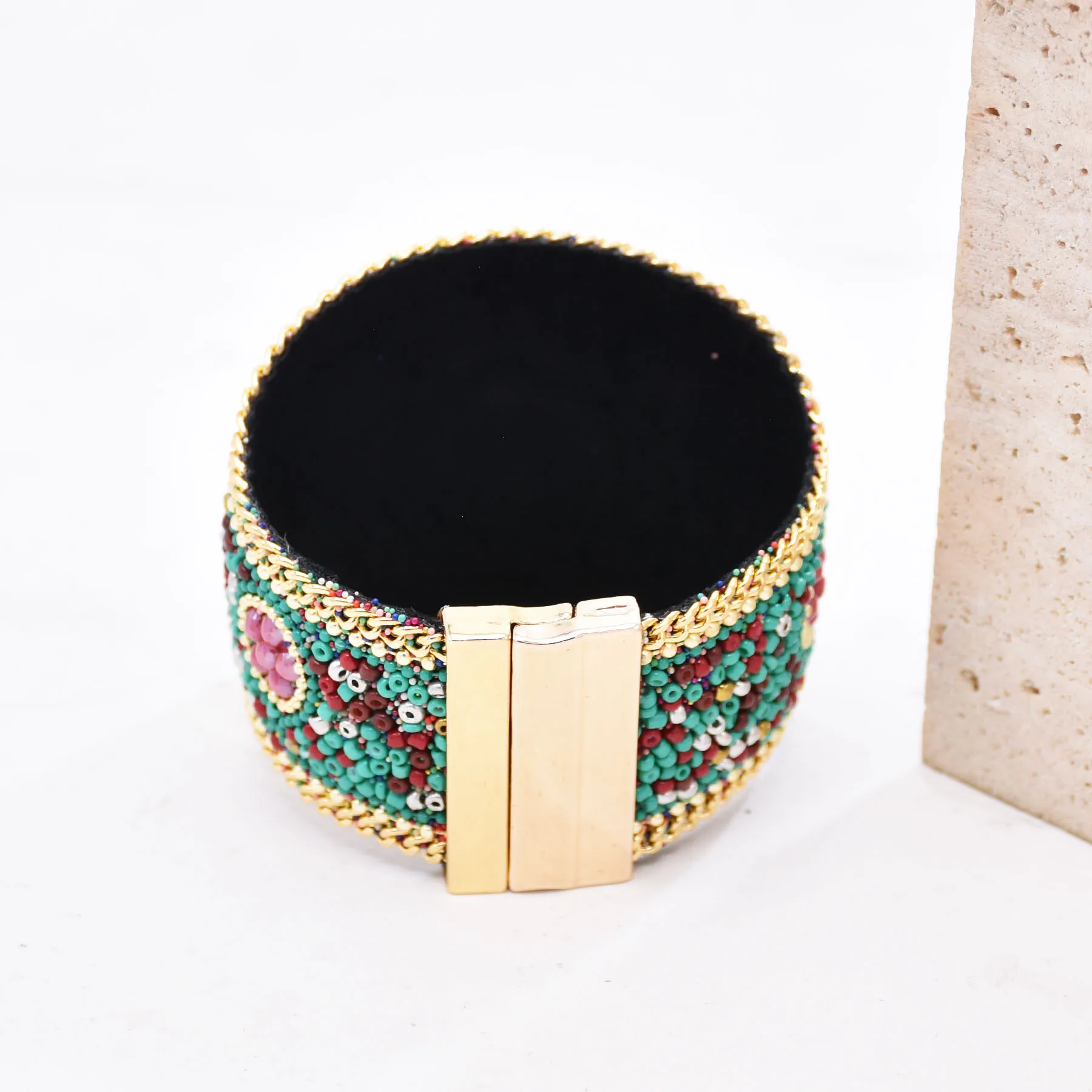 Ethnic Green Full Cover Rice Beads Gift Women Party Dress Bracelet Jewelry Accessories Fashion Design