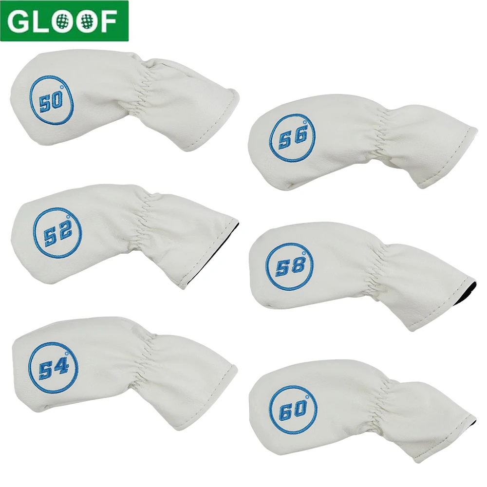 6 Pcs Golf Wedge Cover Waterproof Leather PU 50 52 54 56 58 60 Degree Golf Sand Wedge Headcover