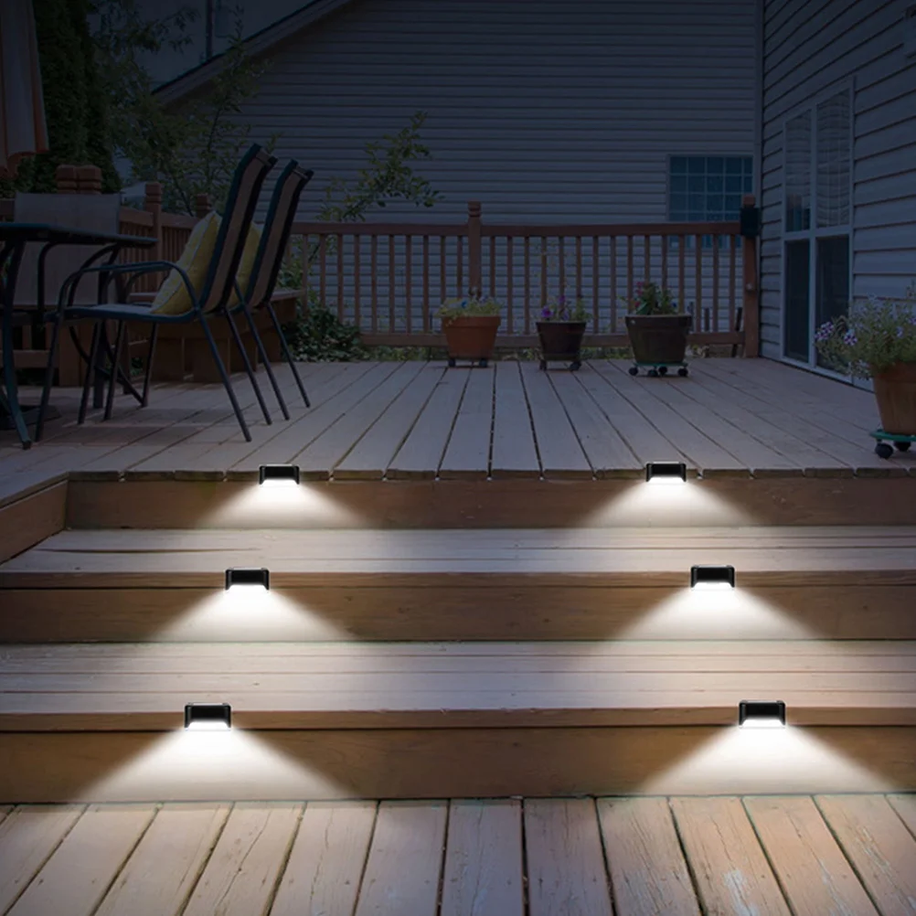 

6pcs Solar Fence Lights Outdoor LED Deck Stair Garden Wall Lamps Waterproof Corridor Step Light Charging Daytime Safe Night Use