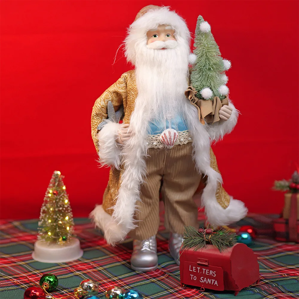 Christmas Santa Claus Figurine Decoration Home Xmas Decor Standing Posture Creative Christmas Supplies Home Party Festival Gift