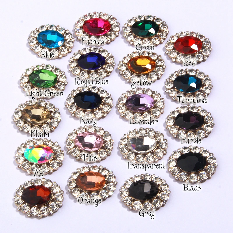 4Pcs 25mm*31mm Hippo Eyes Oval Rhinestone Button Flatback for Wedding Invitation Craft Projects Can Mix Colors For Free Delivery