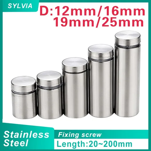 4/ 6 uds sujetadores de vidrio 12mm Acero inoxidable acrílico publicidad separadores Pin clavos cartelera tornillos de fijación Hardware