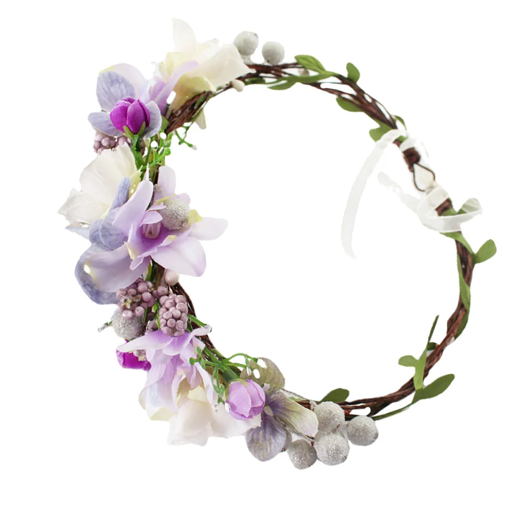 

Artificial Garland Headband Lifelike Wreath Hairband Bride Beach Holiday Flower Tiara Garland Headwear Wreath Headdress