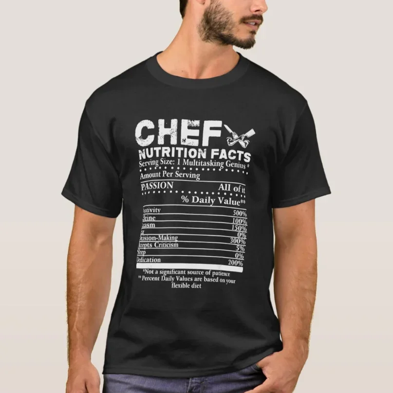 Chef Nutrition Facts Cool Chef Gift T-Shirt New 100% Cotton O-Neck Short Sleeve Summer Casual Mens T-shirt Size S-3XL