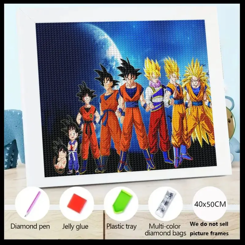 

1PC 5D DIY Dragon Ball Z Goku Evolution Diamond Painting Kit, Full Drill Round Crystal Rhinestone Embroidery Art, Anime Characte