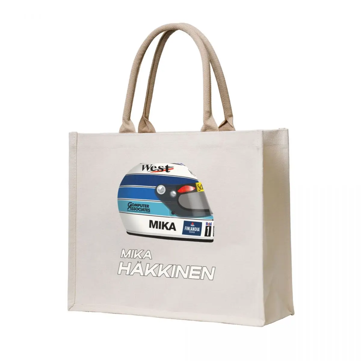

Mika Hakkinen - F1 Helmet Tote Bag Gift bag Canvas shoulder bag tote canvas university shopper