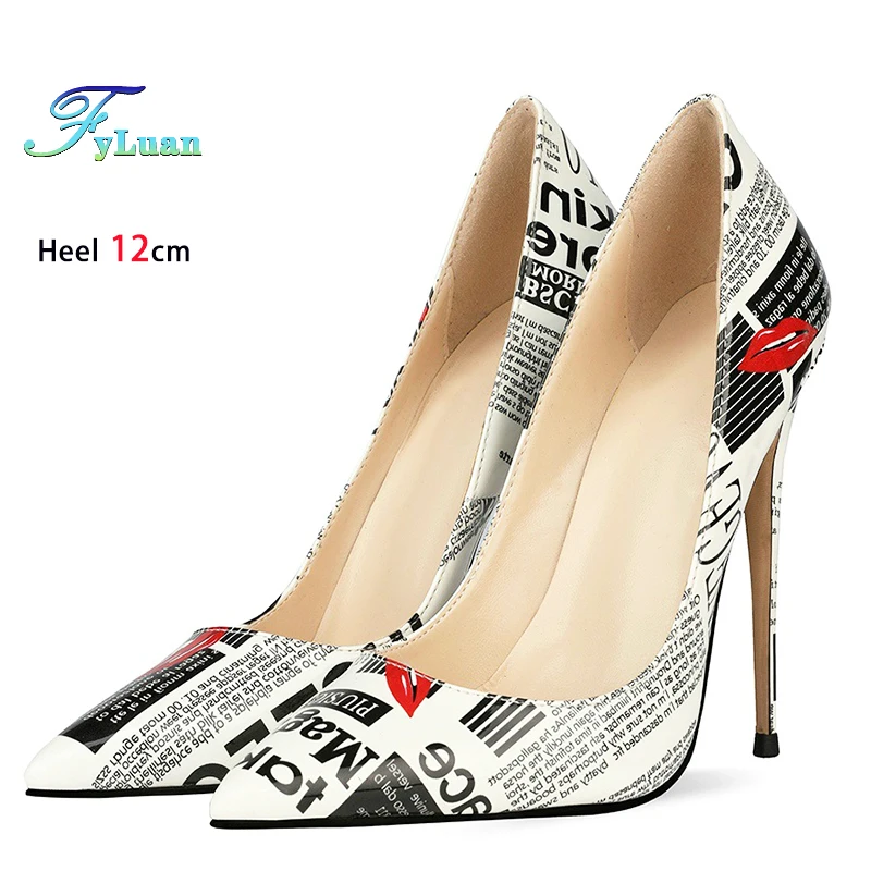 Graffiti Print Pointed Toe High Heel Shoes Plus Size 45. Czółenka na cienkim obcasie Shallow Mouth Shoes dla kobiet Eleganckie damskie obcasy