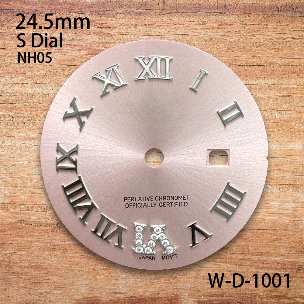 Quadrante con numeri romani di alta qualità con logo S da 24,5 mm adatto per accessori per la modifica dell'orologio con movimento NH05