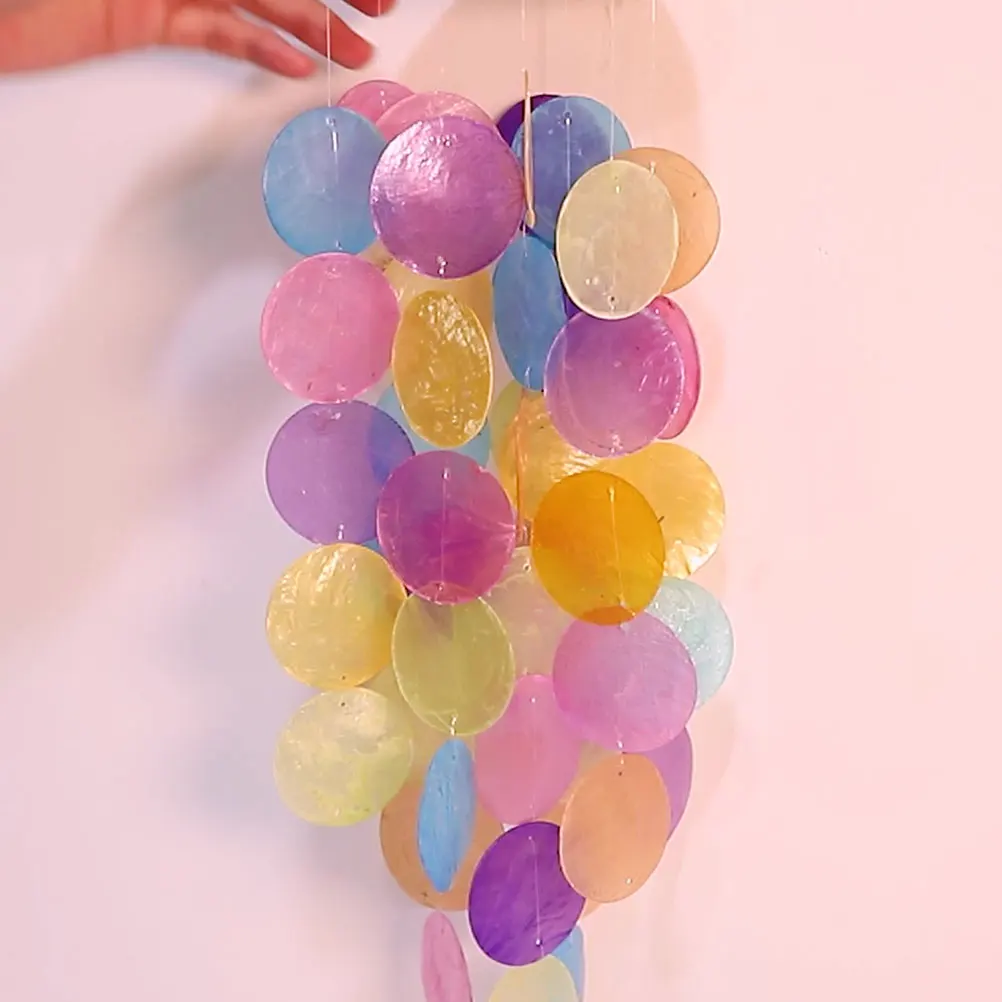 

Wooden Moon Wind Chime H crafted Hanging Seashells Colorful Decor Garden Balcony Patio Porch Home Decoration High
