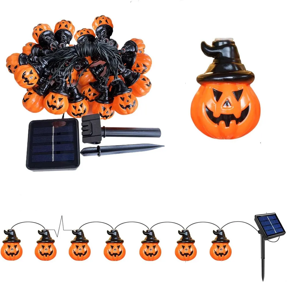 Solar Pumpkin Lights for Halloween Decorations Outside Newest Spooky Pumpkin Lights String for Outdoor Halloween Yard Decoration