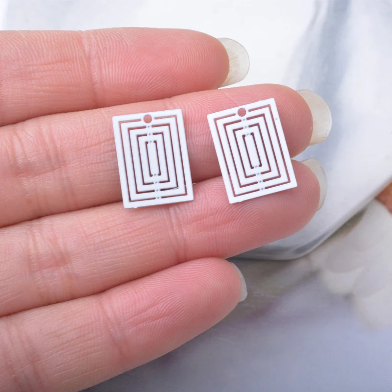 30 Stück AC4299 Messing-Schmuckanhänger in Hellgold, Geometrische Rechteck-Charms, DIY-Zubehör für Damen-Ohrringe und Halsketten – Detail 8