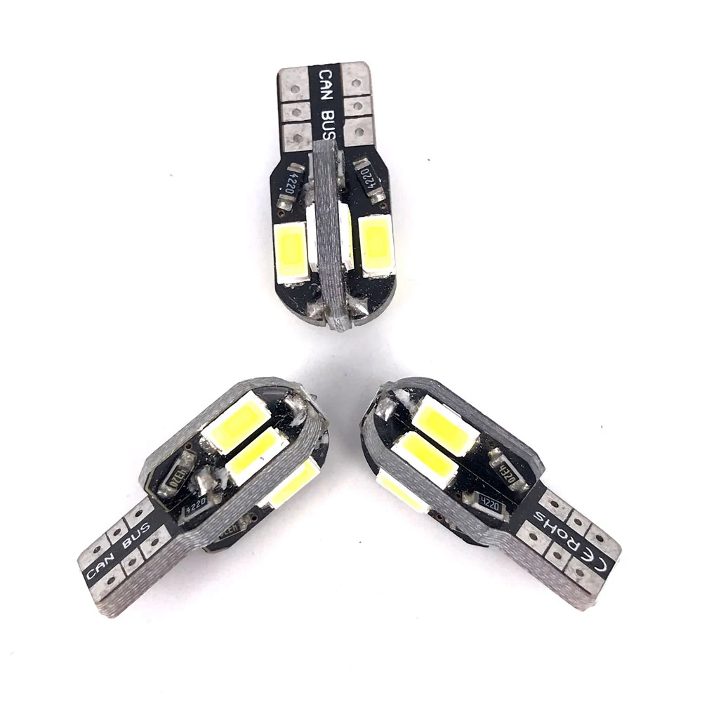 

300PCS High Quality T10 Led Parking Bulb 8SMD 5630 LED Car Light 2825 W5W Canbus NO OBC ERROR Auto Wedge Lamp 12V