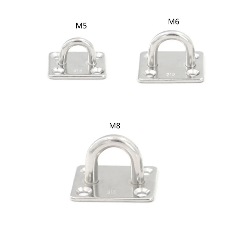 1pcs Pad Eye Plate with Enclosed Hook 316 Stainless Steel Staple Ring Hook U-Shaped Hardware for Boat Swing Dropship