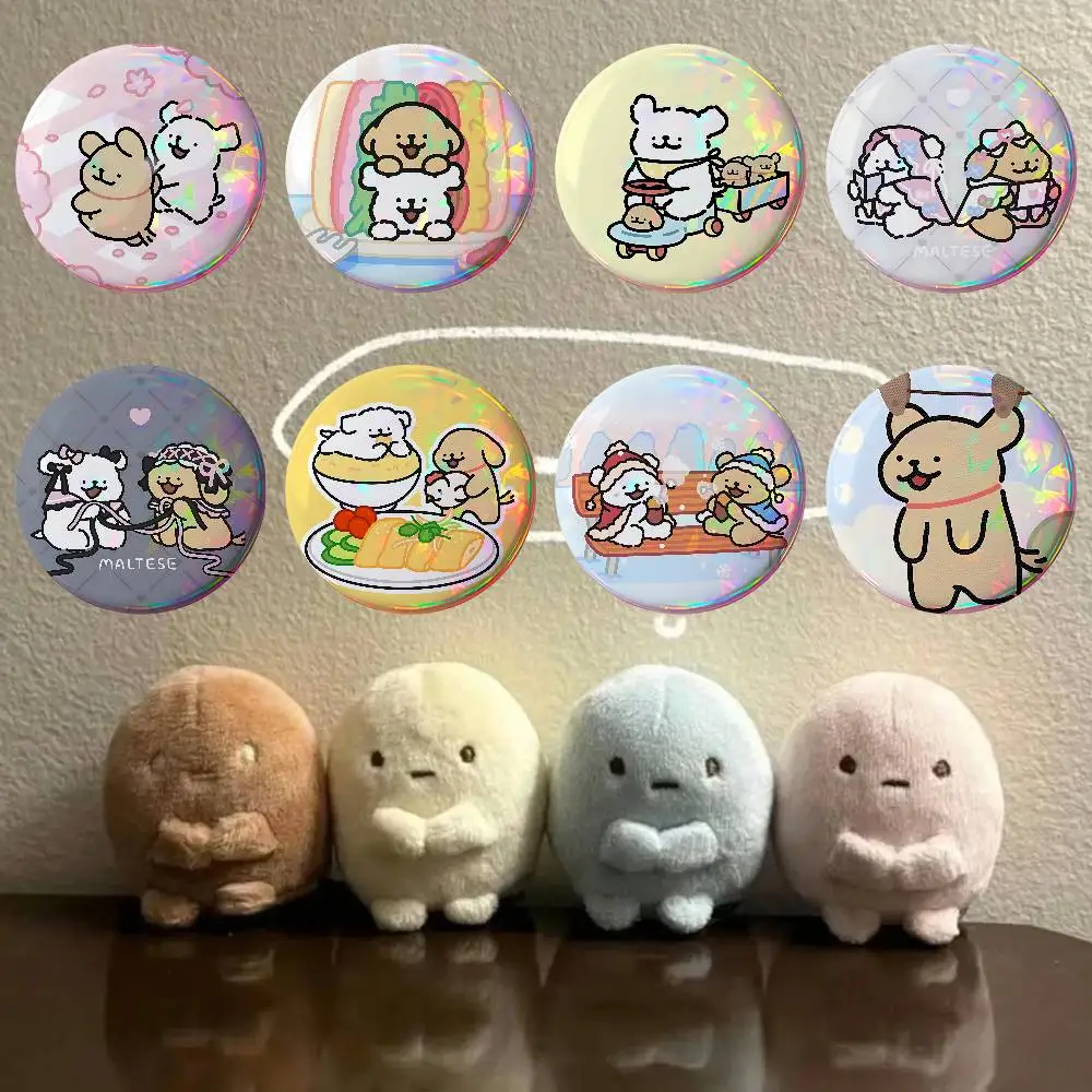 Cute M-Maltese Badges Tinplate Soft Button Pin Brooch Metal Badge Custom Jewelry Accessories Hat Bag Lapel