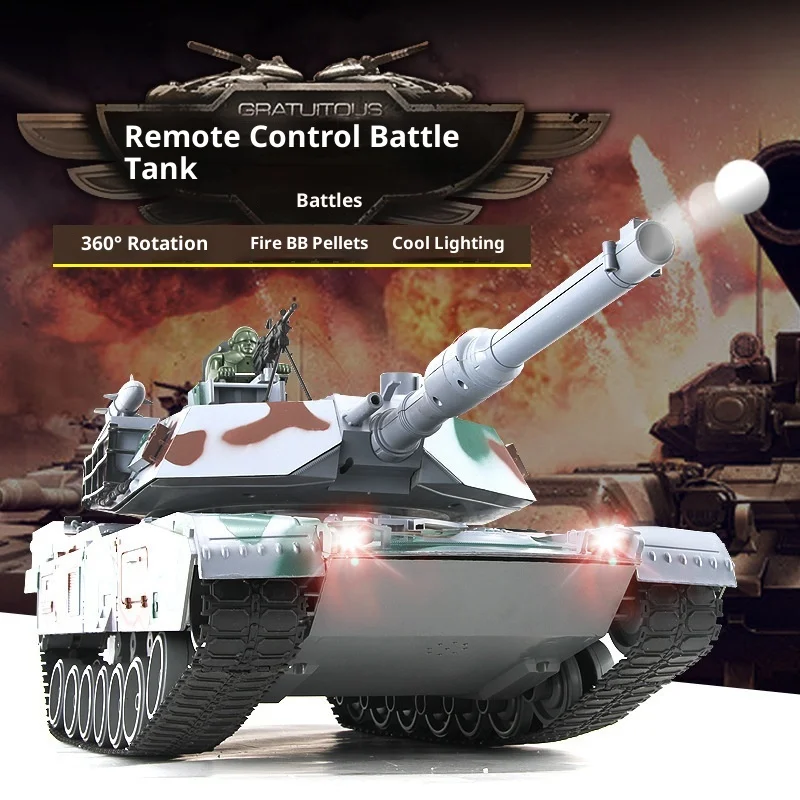 دبابة تعمل بالتحكم عن بعد، محاكاة كبيرة، نموذج عسكري أمريكي M1A2 قادر على إطلاق قذائف لعبة القتال بين الوالدين والطفل