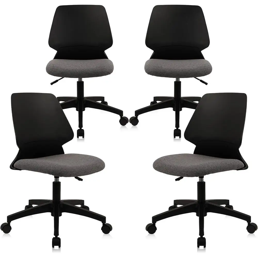 

Черные эргономичные вращающиеся офисные стулья из 4 комплектов с регулируемой высотой и колесами для удобных сидений