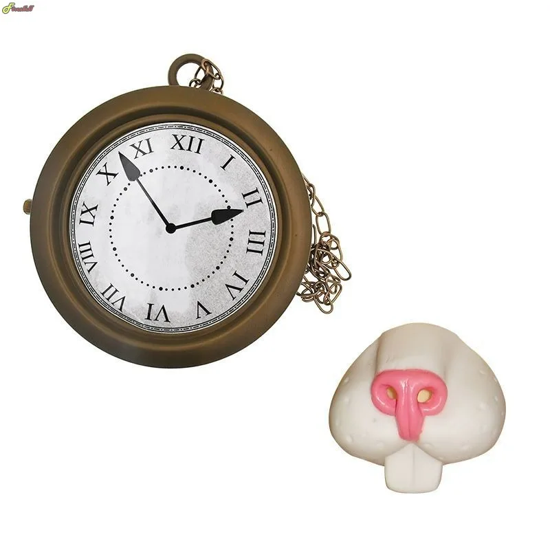 Rabbit Ear Hat Pocket Watch Stocking Bow Tie Nose Set Easter Day Purim Day Halloween White Rabbit Hat Alice Wonderland Cosplay