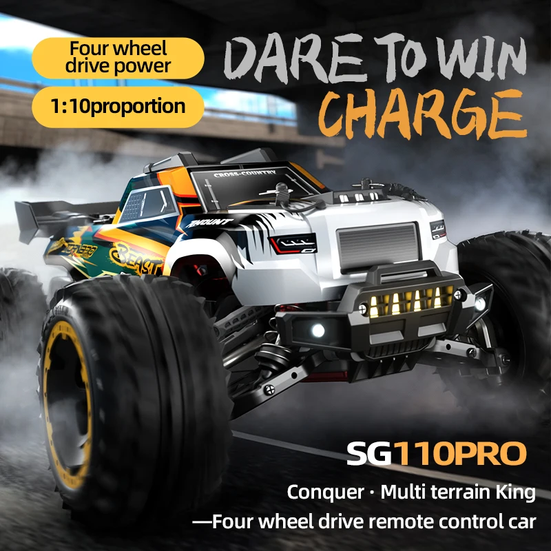 ZLL SG110PRO 1/10 4WD RC Off-Road Truck 2.4GHz 60A ESC 550 Motor All-Terrain RC Monster Truck with LED Lights & 7.4V Battery