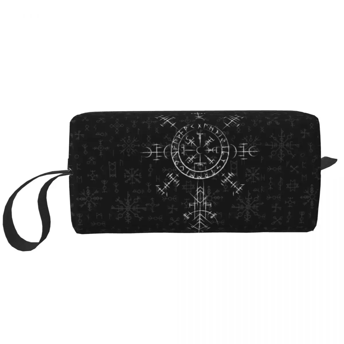 Custom Lucky Charm  Compass Vegvisir Toiletry Bag for Vikings Valhalla Makeup Cosmetic Ladies Beauty Storage Dopp Kit Box